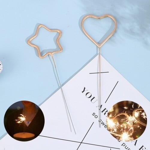 1PC Romantic Star Love Shaped Wedding Birthday Party Candle Cake Topper Decoration 2 Styles