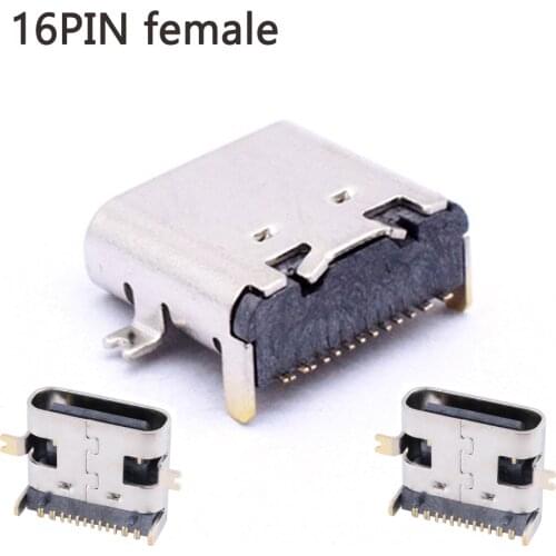 10pcs/lot 16Pin SMT TYPE C Micro USB Connector Female Port Jack Tail Sockect Plug For Android phone data connector