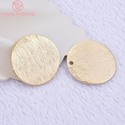 33649)10PCS 15MM 24K Gold Color Brass Striped Arc Surface Round Disk Charms High Quality Diy Jewelry Findings Accessories