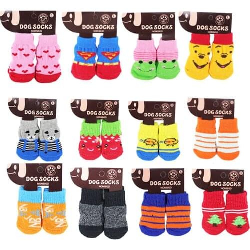 50pcs/lot Non-slip Pet Dog Socks Warm Woolen Puppy Dog Socks for Small Medium Dogs Pet Products S/M/L/XL