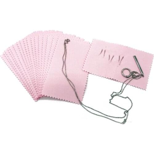50Pcs Pink Polishing Cleaning Cloth Jewelry Silver Gold Cleaner Jewelry Tools