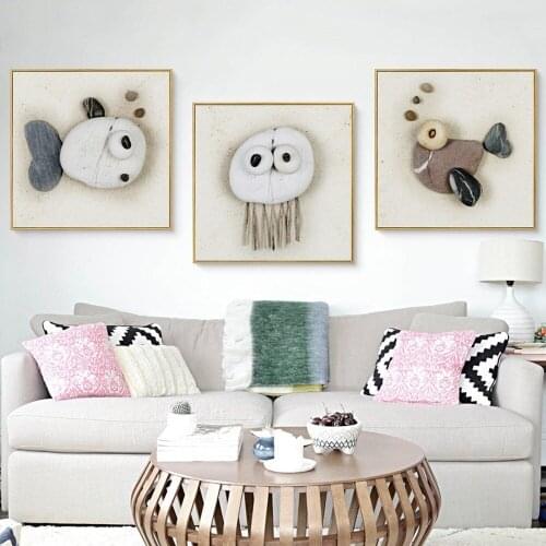 Abstract Stone Fish Canvas Painting Creative Stone Octopus Poster Office Baby Room Wall Art Painting Pictures Home Decor Mural