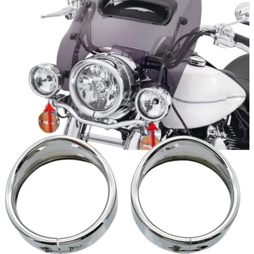 Motorcycle Accessories 4.5" 4 1/2" LED Auxiliary Light For Light Visor Style Passing Lamp Trim Ring for Chrome