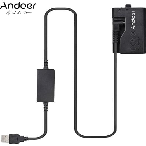Andoer DR-E10 USB Power Kit DC Coupler Dummy Battery Replace of LP-E10 Battery for Canon EOS Rebel T7 T6 T5 T3 T100 4000D 3000D