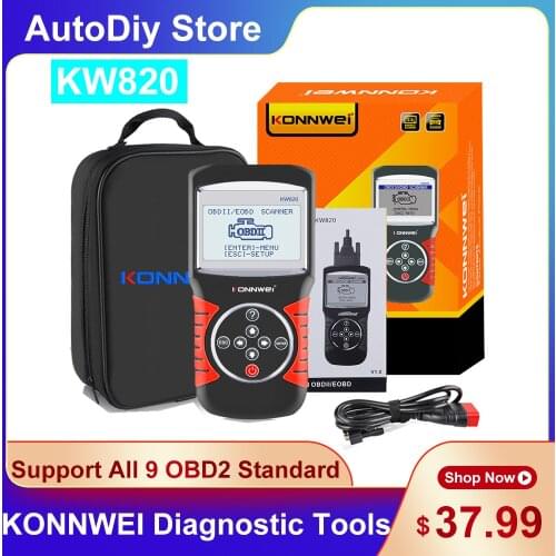 KONNWEI KW820 OBD2/EOBD Car Scanner Code Reader Read Faults Error Diagnostic Tools Multi-Languages Support All 9 OBD2 Protocols