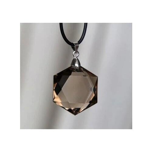 Free shipping Super Clear QUARTZ Smoky Crystal Hexagon / Hexagram Crystal Pendant men fashion jewelry +free gift Wholesale