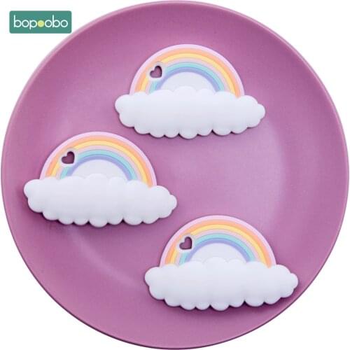 Bopoobo 5PCS Food Grade Silicone Teether Rainbow Chewable BPA Free Rodent Teething Tiny Rod Baby Teether Infant Nursing Products