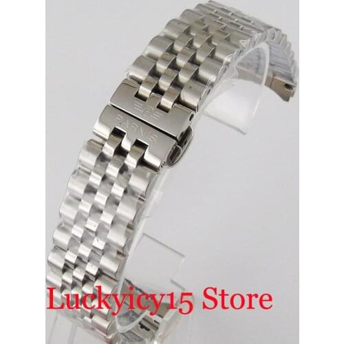 PARNIS Stainless Steel 20mm width Lug Mental Watch Bracelet Watch Strap Folding Clasp