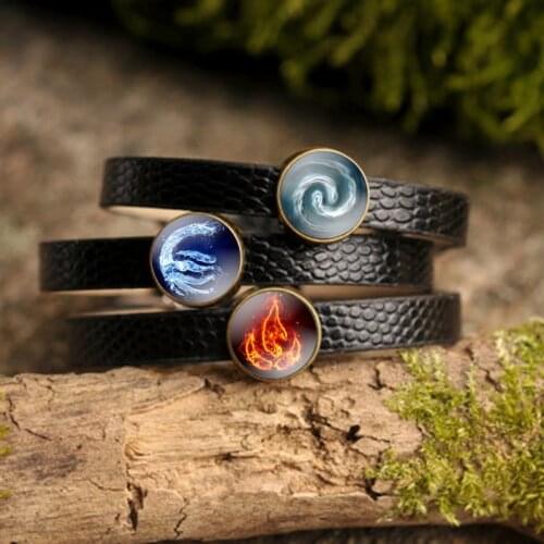 XUSHUI XJ Avatar The Last Airbender Bracelets & Bangles Women Fashion Jewelry Black Leather Charm Bracelet Women Men