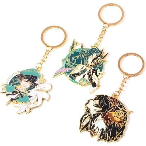 Anime Keychain Genshin Impact Venti Paimon Player Diluc Klee Man Key Chain For Womens Cute Bag Pendant Key Ring Gifts