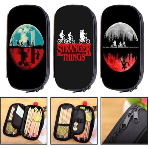 Students Stranger Things Pencil Case Fashion Cartoon Anime Pen Bag Boys Girls Stationery Bag Teens Pencil Box Popular Pencil Bag