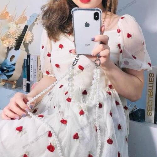 Wrist Chain Bracelet Wriststrap Case For iphone 13 Pro Max 12 mini 11 Pro 7 8 Plus Korean Pearl Crossbody Lanyard Necklace Cover