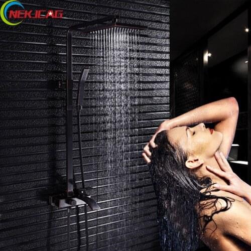Single Hand Rainfall Bathroom Shower Set Faucet Wall Mounted Oil Rubber Bronze Shower Head with ABS Handheld Shower