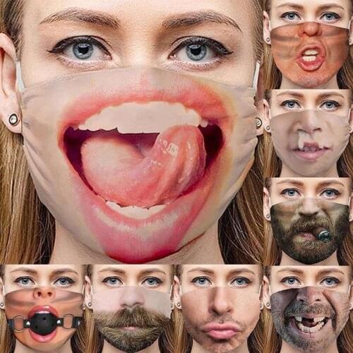Unisex Funny Pattern Cotton Masks Breathable Washable Reusable Protective Cycling Mouth Mask Face Cover Halloween Party Mask