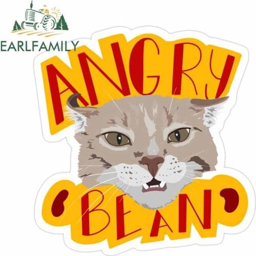 EARLFAMILY 13cm x 12.7cm for Angry Bean Lovely Cat RV Waterproof Personality Car Stickers Laptop Bumper Decal Trunk VAN Graphics