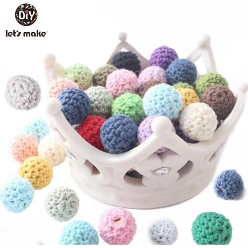 Lets Make 60PCS Elegant 20mm Crochet Beads 26 Color Available For Choose Knitted By Cotton Thread DIY Jewellery Making Beads
