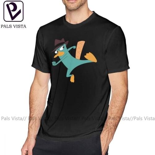 Platypus T Shirt Perry The Platypus T-Shirt Fun Big Tee Shirt Mens Print Cotton Short-Sleeve Basic Tshirt