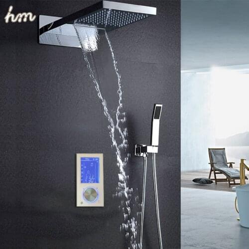 Hm Digital Shower Head 22" Touch Waterfall Thermostatic Shower Controller Shower Set Rainfall Massage Bath & Shower Faucets