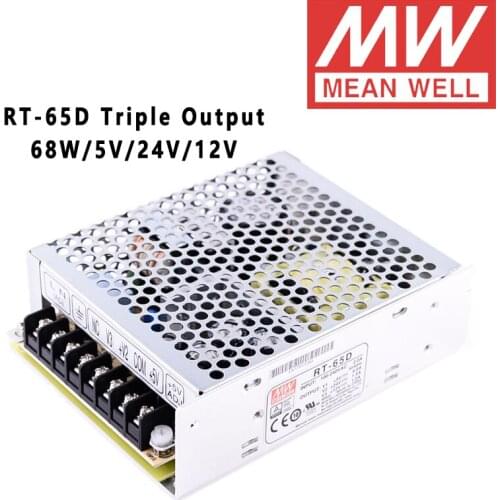 Mean Well RT-65D 5V/24V/12V AC/DC 68W Triple Output Switching Power Supply meanwell online store