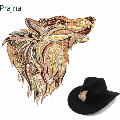 Art Wolf Patch Lion Applique Thermo Stickers Transfer Printing T-shirt Press Sticker Washable Iron On Transfers Patch For Men E