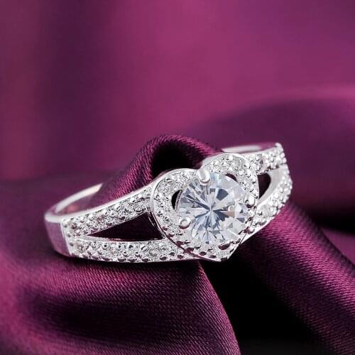 Heart Zircon Ring 925 Sterling Silver Finger Rings For Women & Girls Wedding Body Fine Jewelry Gift