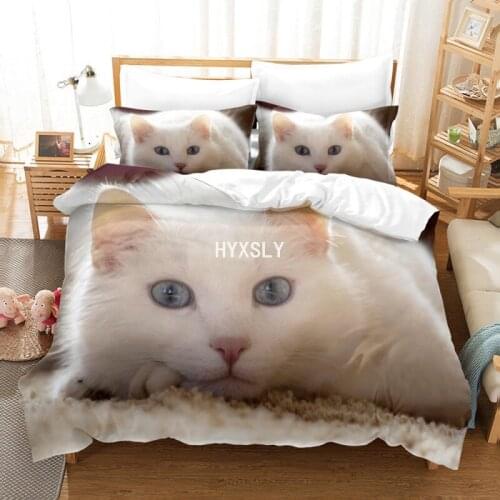 Cat Cartoon Bedding Set Creative Lovely Pets Animal Duvet Cover 3D Queen King Twin Full size Unique Design Kids Adult Bed Sets