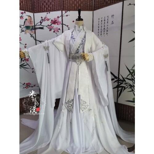 Unisex Xie Lian Cosplay Costume Tian Guan Ci Fu Cosplay White Hanfu Chinese Anime Outfit Mo Dao Zu Shi Xiao Xingchen Costumes