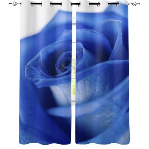 Blue Rose Beautiful Window Curtains Kitchen Drapes Panel Home Decor Curtains for Living Room Curtains for Bedroom