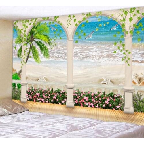 Beautiful Beach Scenery Print Wall Tapestry Cheap Hippie Wall Hanging Art Carpet Bohemian Decorative Living Room Big Blanket