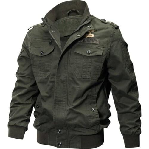 Pilot Military Jacket Men Stand Collar Zipper Outwear Army Motorcycle Clothes Casual Oversized Coat Winter Thick Jacket Jaquetas