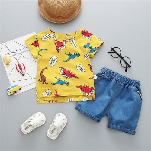 Summer Baby Boy Clothes Sets Infant Baby Casual Cartoon Cotton T-shirt+shorts 2pcs Tracksuits For Toddler Newborn Sports Outfits