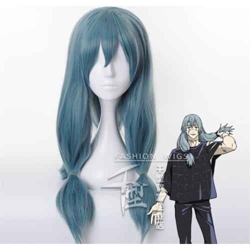 Mahito Wig Lake Blue Wig Anime Fushiguro Megumi Gojo Satoru Cosplay Hair Synthetic Cosplay Wig 65cm