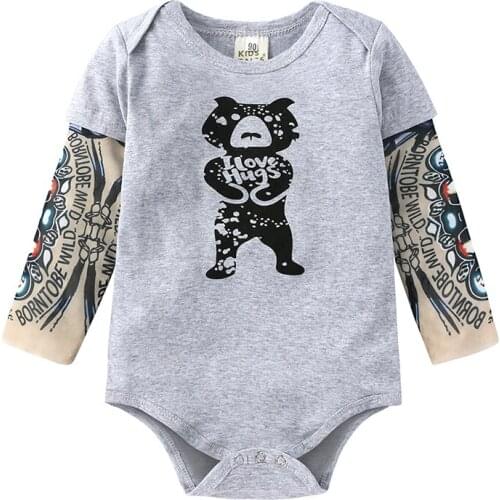 Fashion Toddler Baby Clothes Newborn Girls Boys Tattoo Print Romper Jumpsuit One-piece Outfit Infant baby boy onesies 0-24M R258