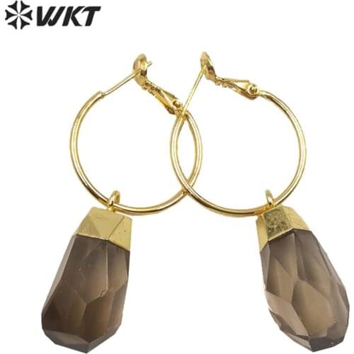 MPE036 High Quality Dangling Women Earrings Natural Quartz Drop Earrings With Gold Eletroplated 10PCS a Lot Female Earring
