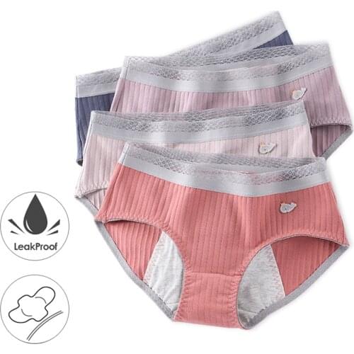 Leak Proof Menstrual Panties Physiological Pants Women Underwear Period Cotton Waterproof Briefs Lingerie Dropshipping 3 Pcs/set