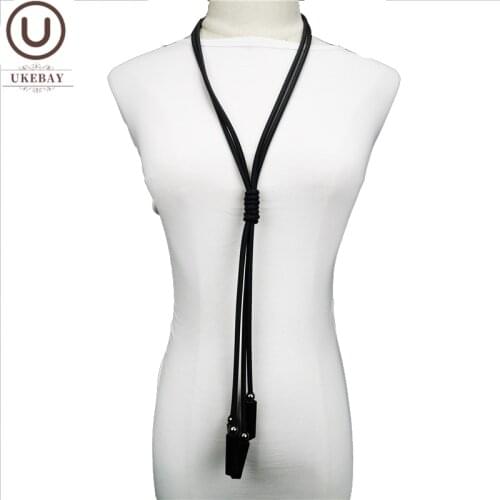 UKEBAY New Long Pendant Necklaces Women Designer Handmade Jewelry Geometric Resin Accessories Rubber Necklace Clothes Jewellery