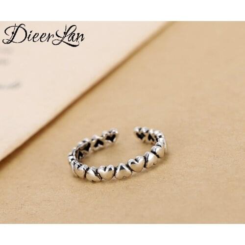 New 925 Sterling Silver Love Hearts Rings for Women Adjustable Size Rings Fashion Wedding Jewelry Anillos Mujer