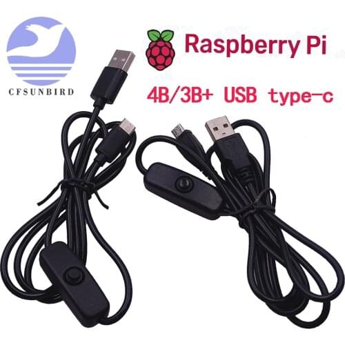 New Raspberry pi 4 Raspberry pi 3B+ power switch line type-c interface 5V 3AUSB power supply line