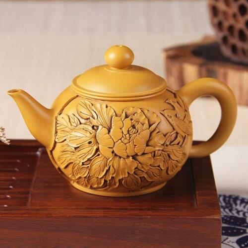 Zisha teapot original mine mud embossed teapot famous handmade purple sand tea pot Kung Fu tea