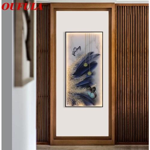 OUFULA Modern Wall Lamps Feather Figure LED Sconces Rectangle Mural Light Creative Home For Aisle