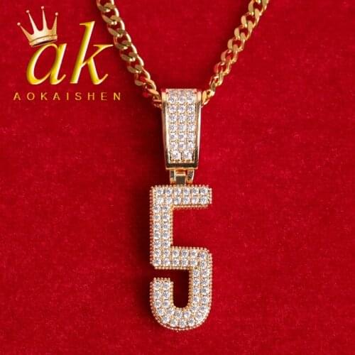 Number Pendant Real Gold Plated Hip Hop Jewelry