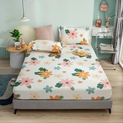 Fitted Sheet Printing Mattress Cover Cotton Bed Sheets With Elastic Band Double Queen Size Bedsheet 140x200 160x200