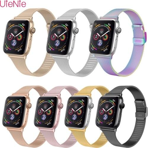 44mm 40mm ultra-thin strap for Apple Watch SE 6 5 4 strap iWatch series 3 2 1 stainless steel metal bracelet for accessory strap