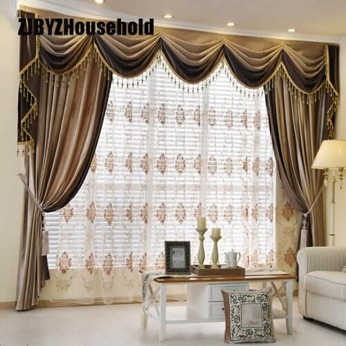 Luxury European Style Thickening Shading Pure Color Italy Velvet Head Curtains for Living Room Modern Window Valance for Bedroom