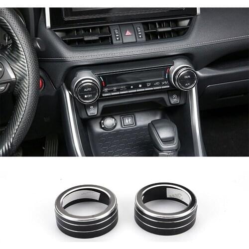 2Pcs Aluminum Alloy Air Conditioner Knob Bright Circle For Toyota RAV4 2019 2020 Interior Knob Decoration Accessories