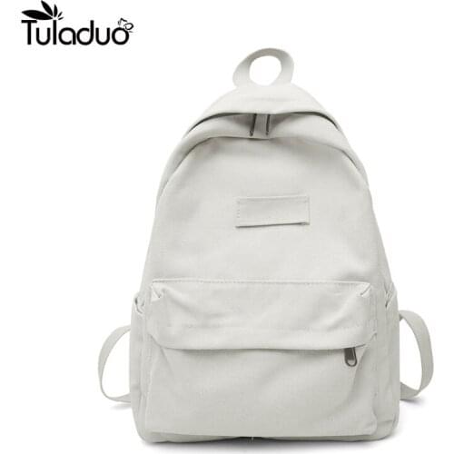 Korean Version Backpack Women Canvas Travel Bag Women Fashion High Capacity Solid Color Backpack Student Zipper School Bag
