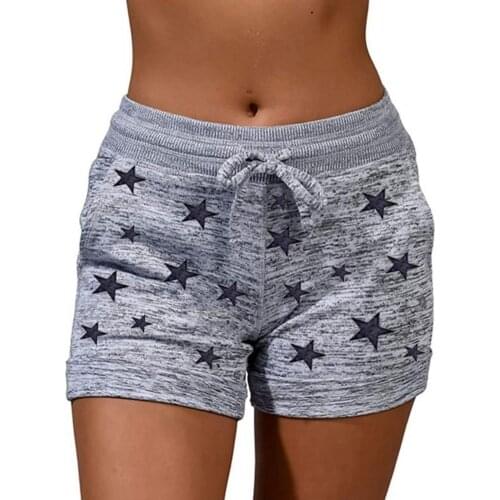 Summer Women Casual Shorts Stars Print Quick Drying High Waist Drawstring Pockets Short for Fitness Loose Fashion Beach Shorts