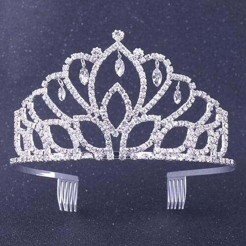 TANGTANG Brides Headdress Claw Chain Crown Wedding Dinner Party Childrens Crystal Tiaras Hoop Girls' Dress Accessories Hairpin