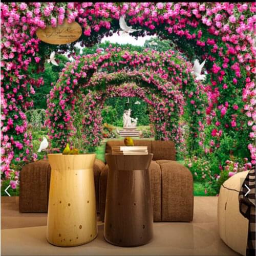 Wedding rose background dream mural wallpaper for Hotel /Wedding /Photography Studio floral wallpaper 3d wall papers home decor