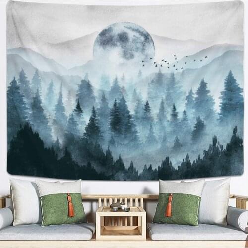 Foggy Forest Tapestry Misty Mountain Tapestries Magical Nature Tapestry Fog Tree Tapestry Woodland Landscape Tapestry